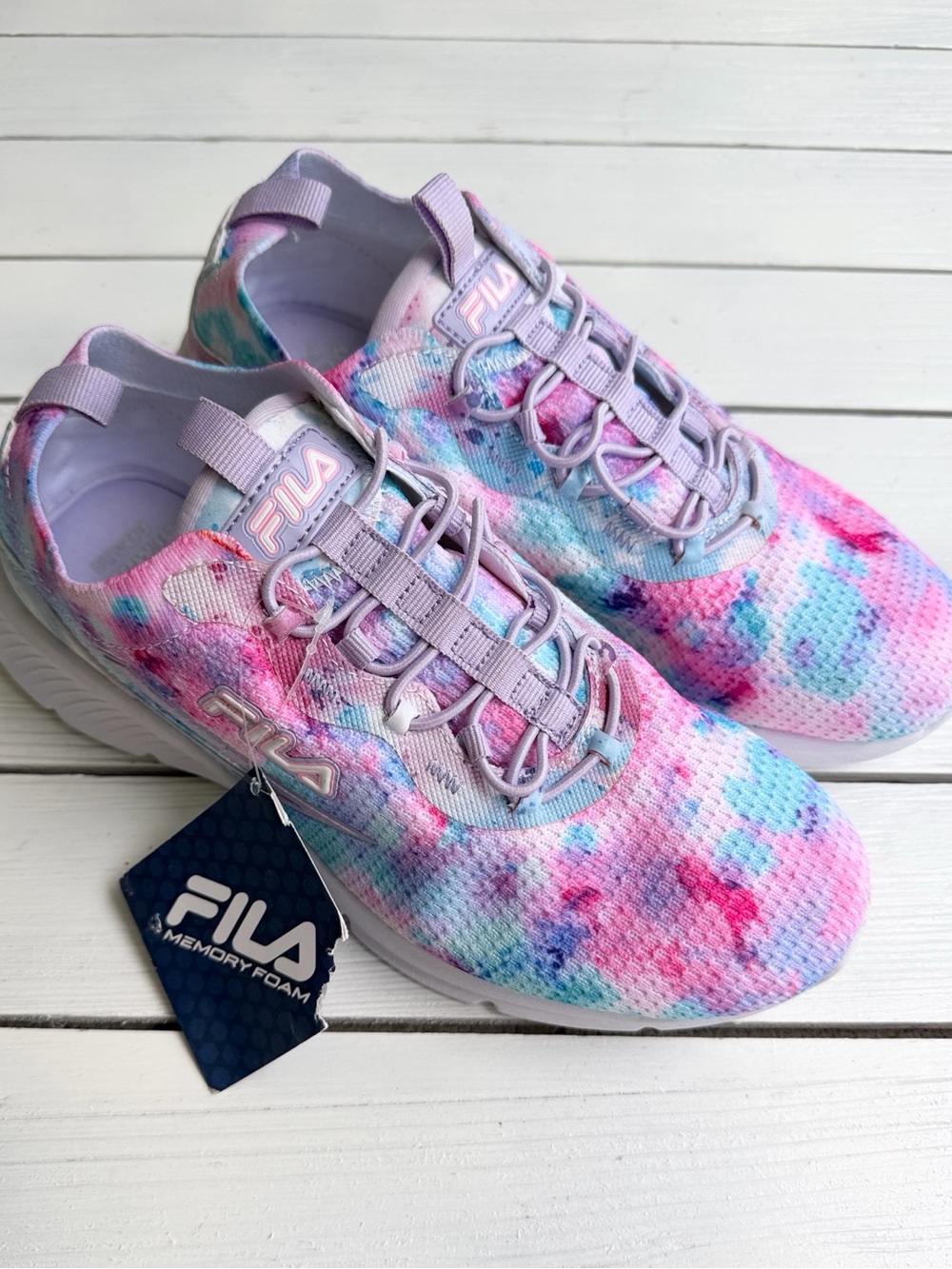 NWT Fila Memory Foam Sneakers Pink Blue Purple Tie Dye size 8